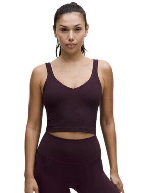 NWT Lululemon Size 14 Align Tank Crop Built In Bra BLPM Black Plum A/B Cup $68